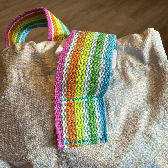 Iridescent Drawstring Bag Backpack with Rainbow Canvas Adjustable Straps - Picture 10 of 12